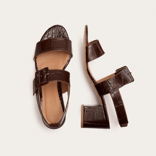 Rehava Sandals, brown croco | Balagan Studio