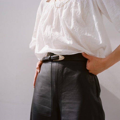 Thin belt with a buckle, black | Balagan Studio