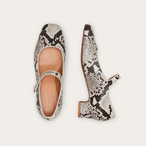 Dora Low Heels, off white python pattern | Balagan Studio