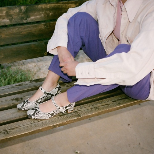 Dora Low Heels, off white python pattern | Balagan Studio