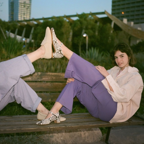 Dora Low Heels, off white python pattern | Balagan Studio