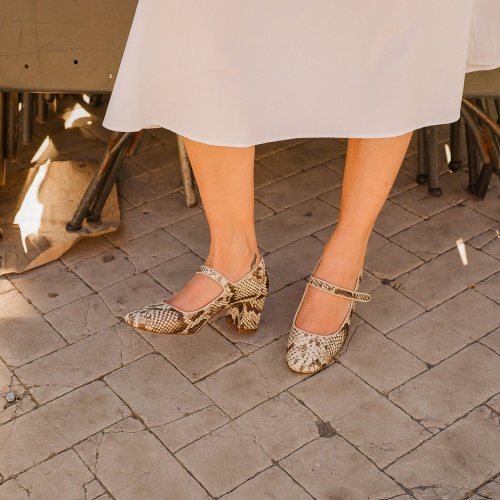 Dora High Heels, off white python pattern | Balagan Studio