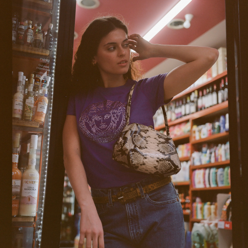 Hug bag torebka M, złamana biel wzór pytona | Balagan Studio