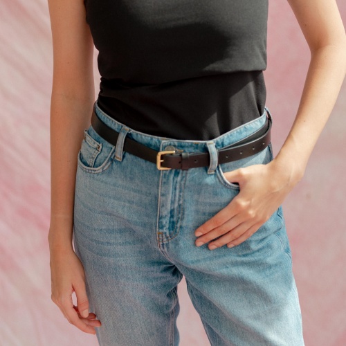Unisex belt with a metal buckle, black | Balagan Studio