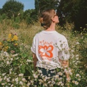 T-shirt MESSING AROUND, biało-pomarańczowy