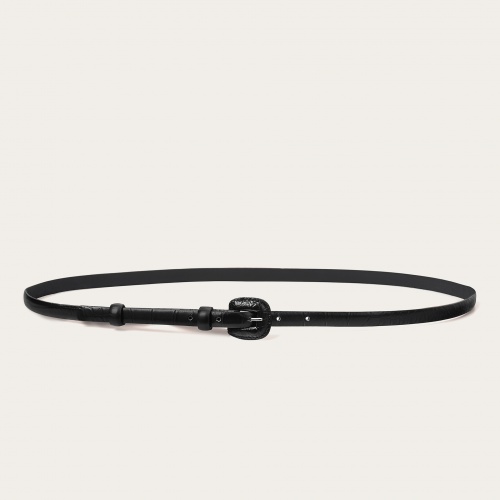 Thin belt with a coated buckle, black croce pattern | Balagan Studio