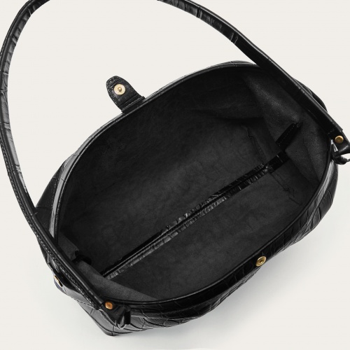 Hug bag torebka M, czarny wzór krokodyla OUTLET | Balagan Studio