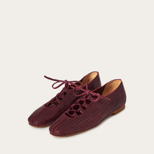Roma Ballerina, burgundy lizard | Balagan Studio
