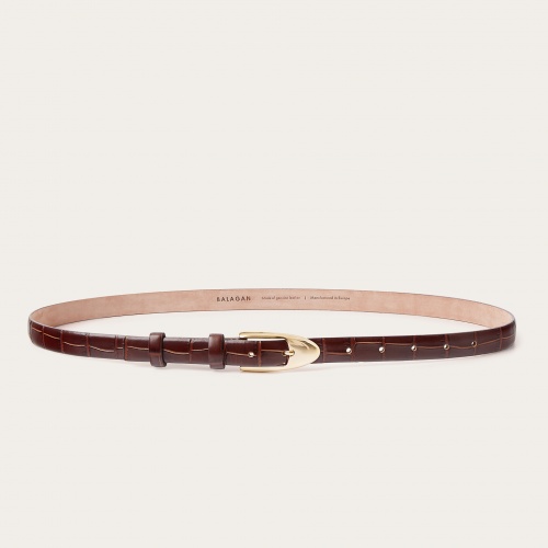 Thin belt with a buckle, brown croce pattern | Balagan Studio