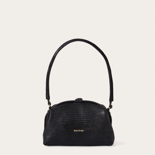 Hug bag torebka M, czarny wzór jaszczurki | Balagan Studio