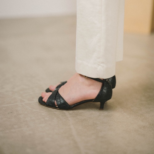 Shosh Sandals, black croco| Balagan Studio