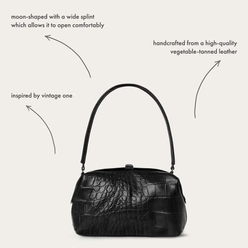 Hug Bag M, black croco OUTLET | Balagan Studio