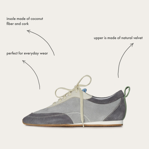 Ritza sneakers, grey velvet| Balagan Studio