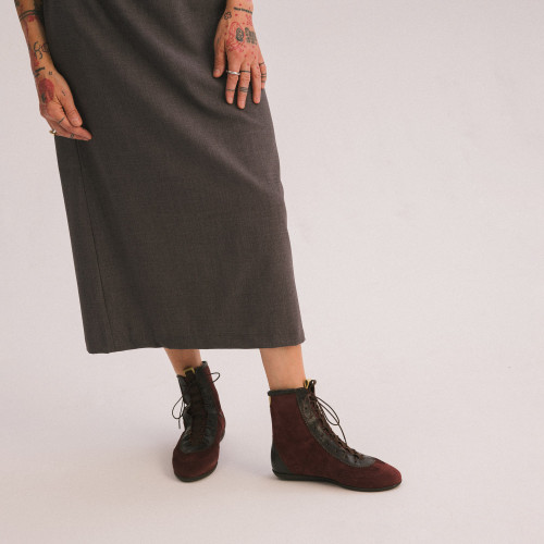 Marit botki, bordowy welur | Balagan Studio