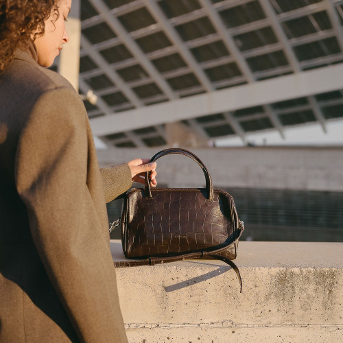 Sofia Bag L, brown croco | Balagan Studio