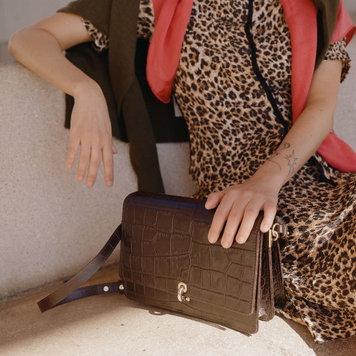 Jubilee Bag torebka M, brązowy wzór krokodyla | Balagan Studio