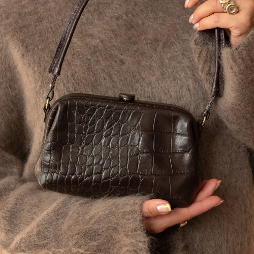 Roha torebka S, brązowy wzór krokodyla | Balagan Studio