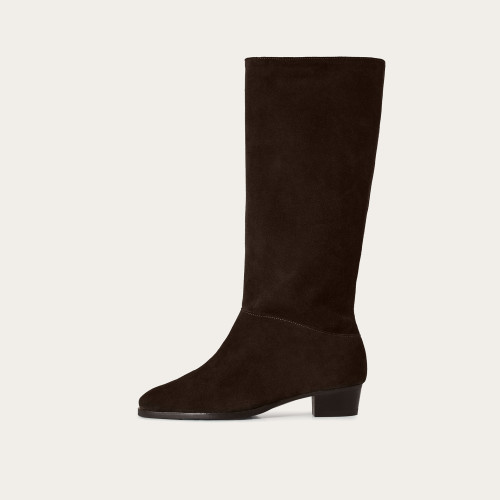 Martha High Boots, dark chocolate velvet | Balagan Studio