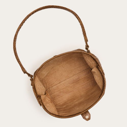 Hug bag torebka M, karmelowy wzór krokodyla | Balagan Studio