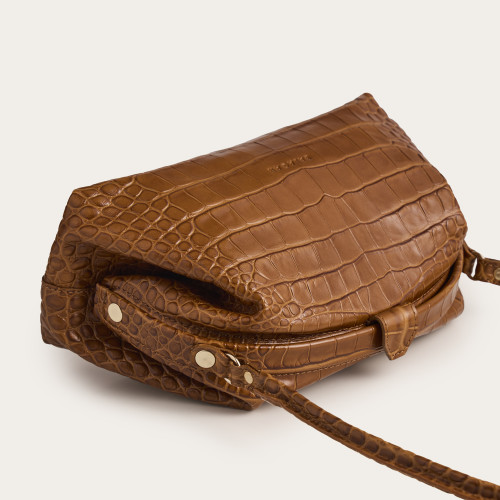 Hug bag torebka M, karmelowy wzór krokodyla | Balagan Studio