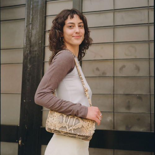 Suzanne Bag S, beige python pattern | Balagan Studio