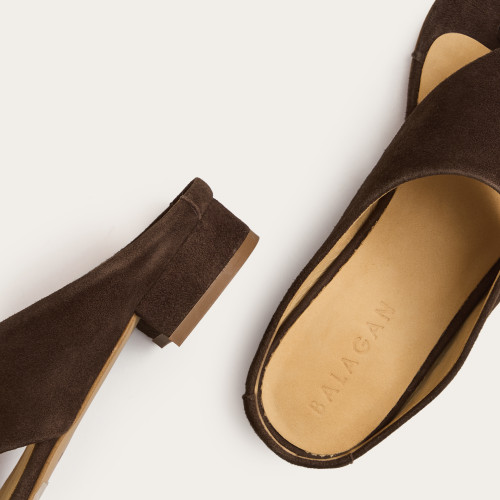 Luca Slides, dark chocolate suede | Balagan Studio