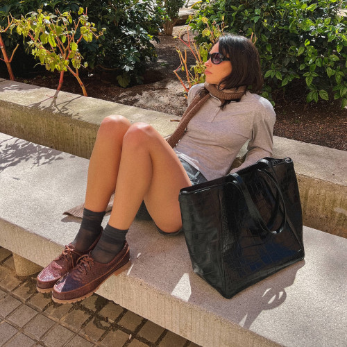Ima Bag XL, black croco | Balagan Studio