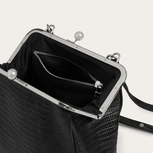 Lavinia Bag M, black lizard pattern | Balagan Studio