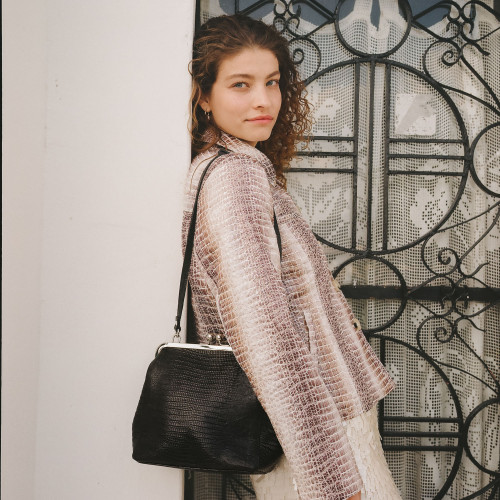 Lavinia Bag M, black lizard pattern | Balagan Studio