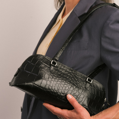 Ella Bag M, black croco | Balagan Studio