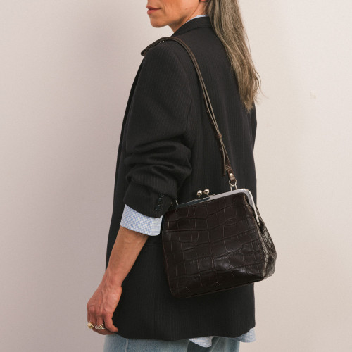 Lavinia Bag M, brown croco | Balagan Studio