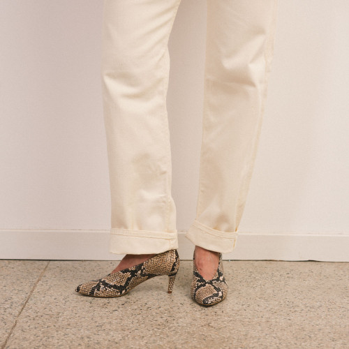 Schpitz Heels, brown python pattern | Balagan Studio