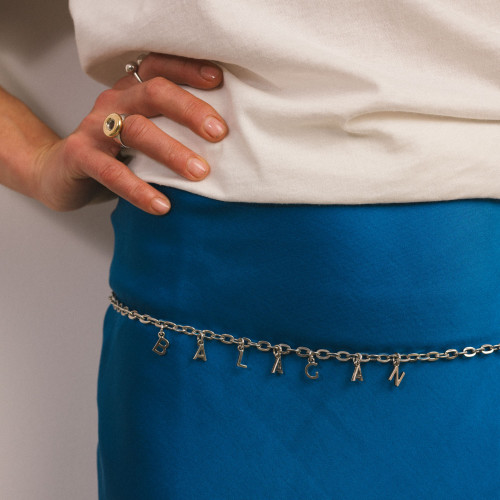 Chain Belt with BALAGAN inscription, silver | Balagan Studio