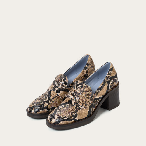 Winona Heels, brown python pattern | Balagan Studio