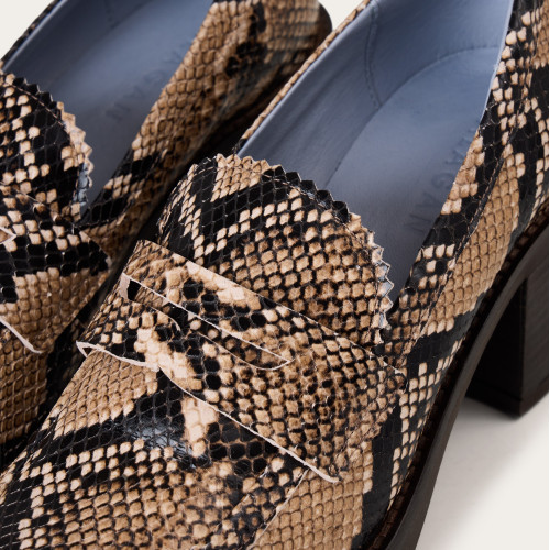 Winona Heels, brown python pattern | Balagan Studio