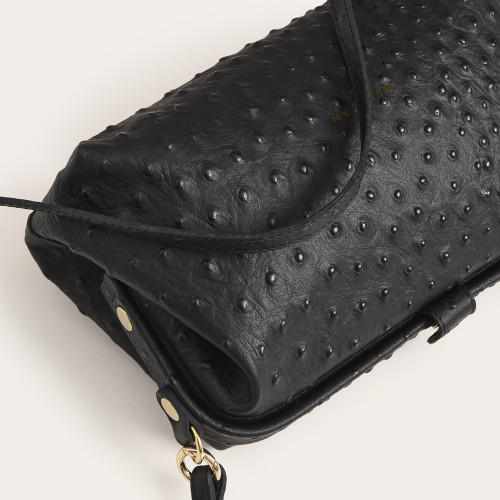 Rofe Bag M, black ostrich pattern| Balagan Studio