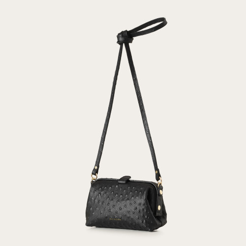 Rofe Bag M, black ostrich pattern | Balagan Studio