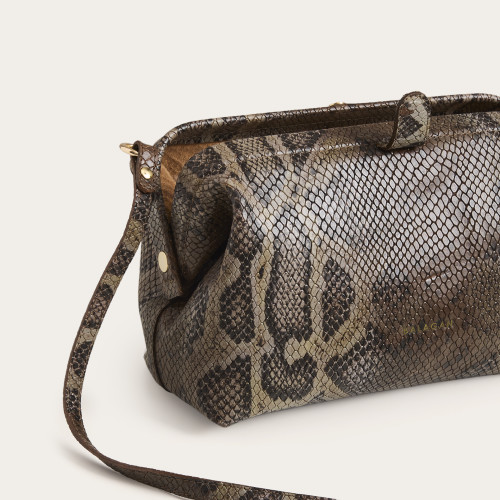 Rofe Bag M, brown python pattern | Balagan Studio