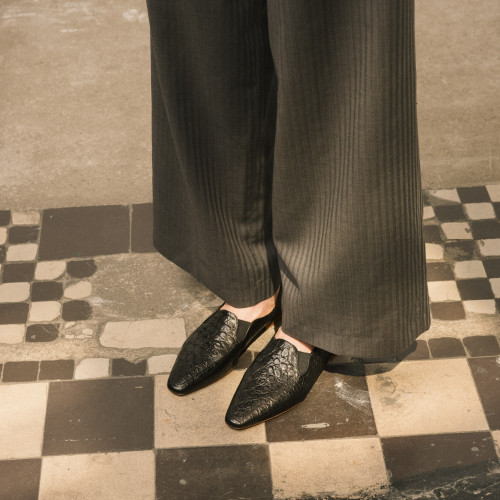 Andree Flats, black alligator pattern | Balagan Studio