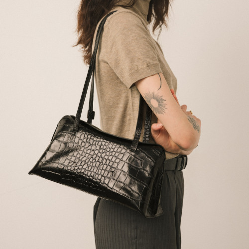 Envelope Bag M, black croco | Balagan Studio