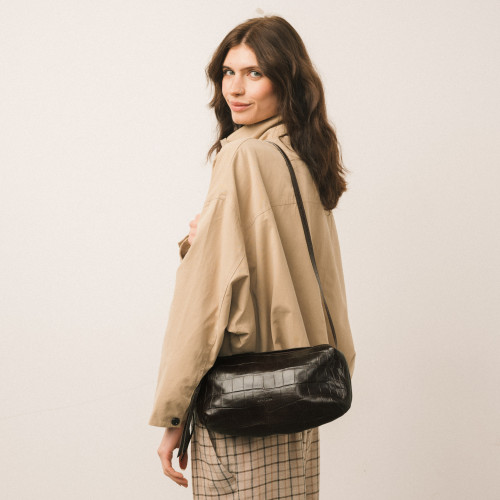 Marianne Bag M, brown croco | Balagan Studio