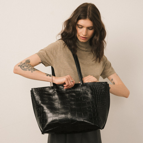 Esek Bag XL, black croco | Balagan Studio