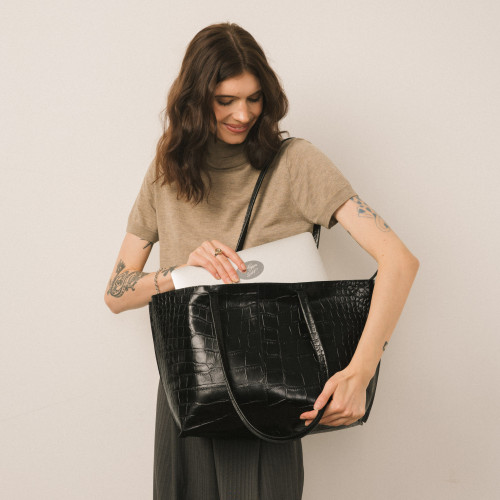 Esek Bag XL, black croco | Balagan Studio