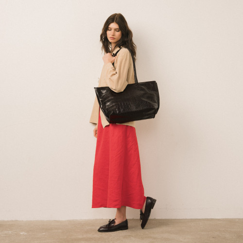 Esek Bag XL, black croco | Balagan Studio