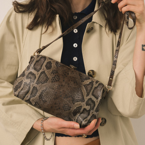 Rofe Bag M, brown python pattern | Balagan Studio