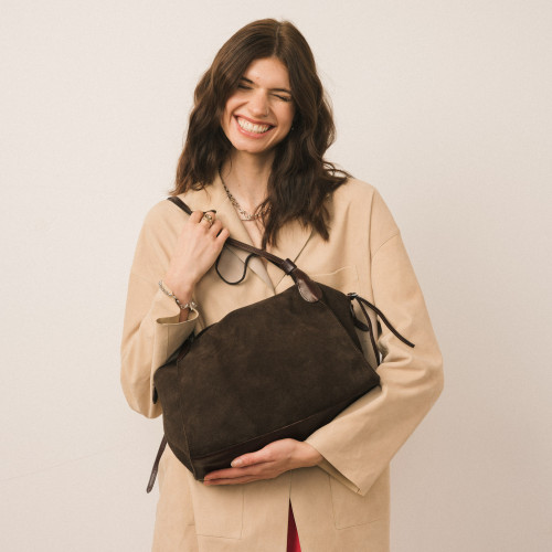 Tamara Bag L, brown velvet | Balagan Studio