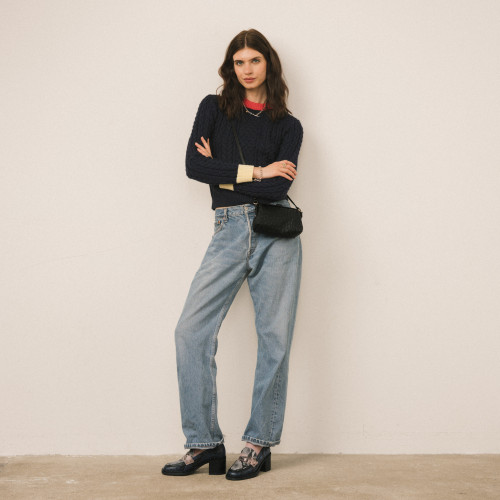 Rofe Bag M, black ostrich pattern | Balagan Studio