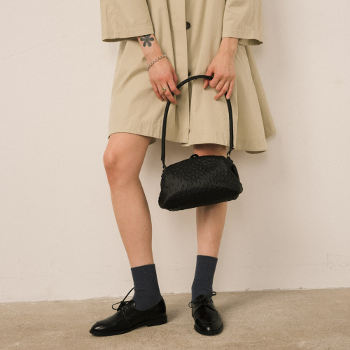 Hug Bag M, black ostrich pattern | Balagan Studio