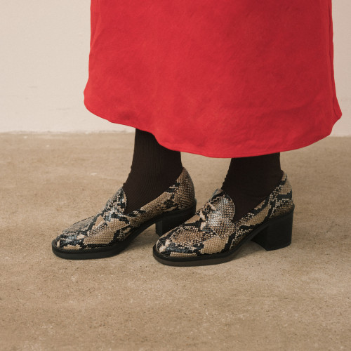 Winona Heels, brown python pattern | Balagan Studio