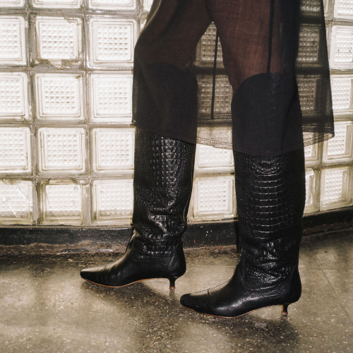 Costes High Boots, black alligator pattern Bogna x Balagan